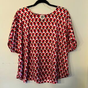 Anne Klein Women's Printed Short-Sleeve Blouse 2X